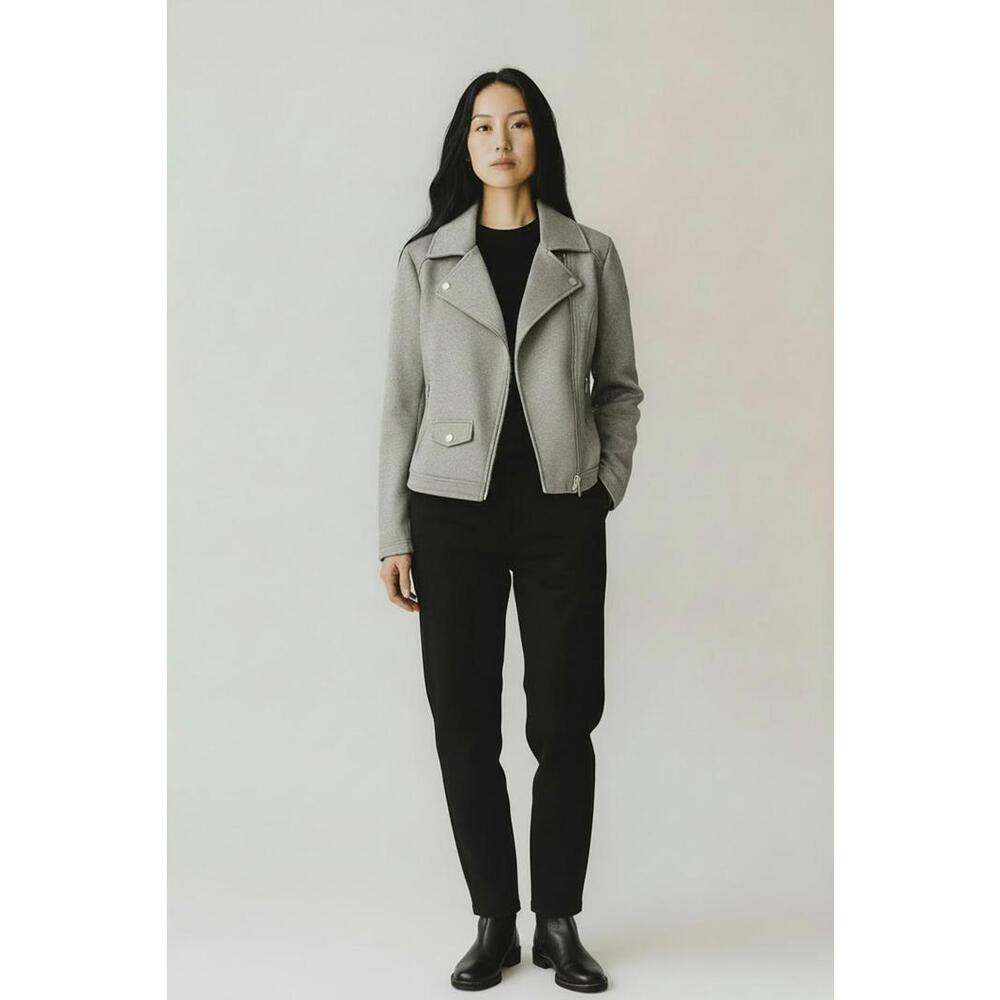 Marc New York Grey Faux Suede Moto Jacket, Size Medium